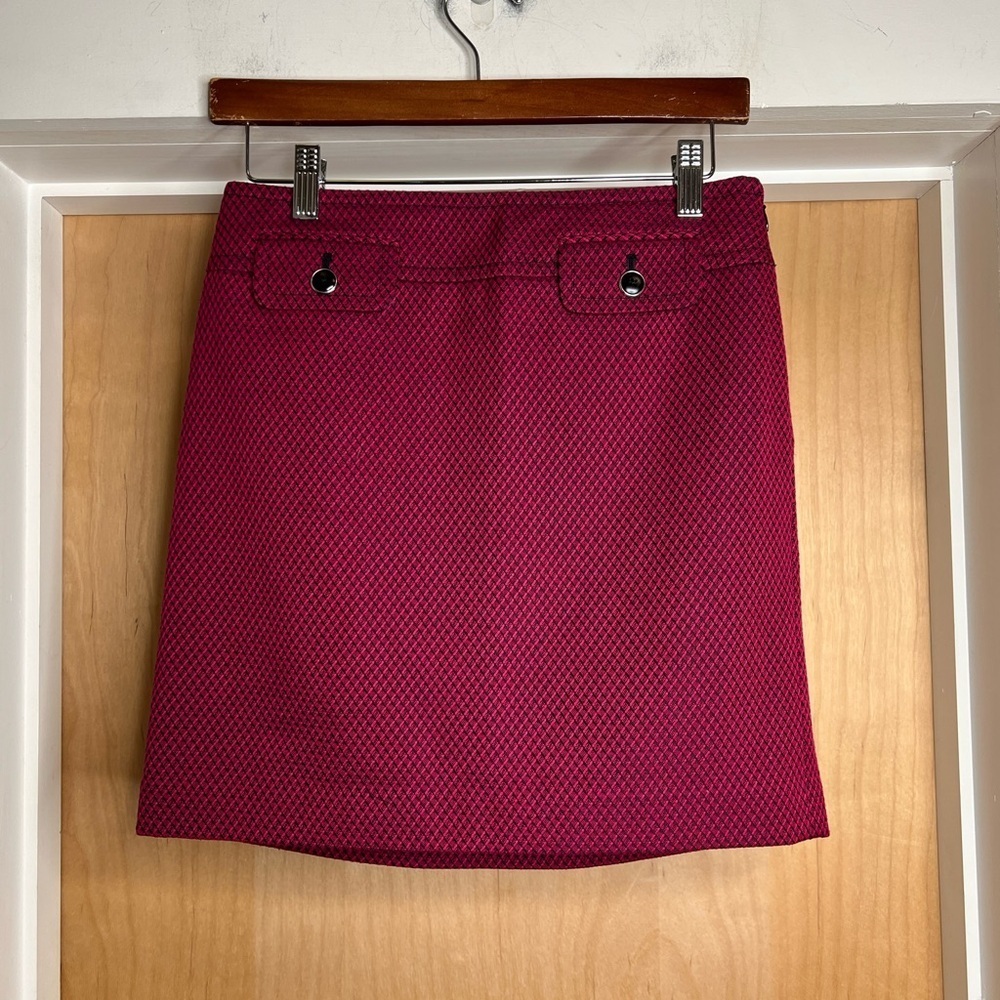 Loft Women’s Pink Black Diamond Checker Mini Skirt - Front Pockets Size: 2Petite
